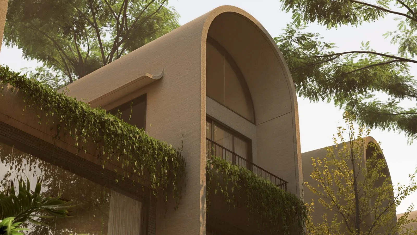 Vaulted roof of a villa home